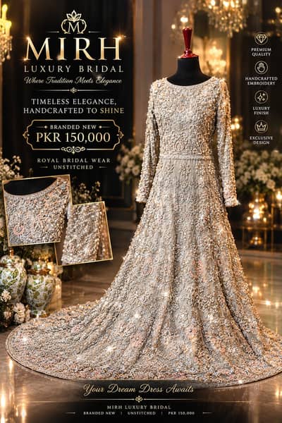 Title: Luxury MIRH Bridal Lehenga | Heavy Embroidered Wedding Dress |