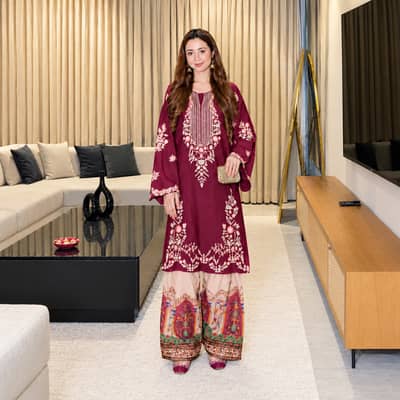 Wine Color Ethnic Premium Silk Unstitched 2 Piece Suit