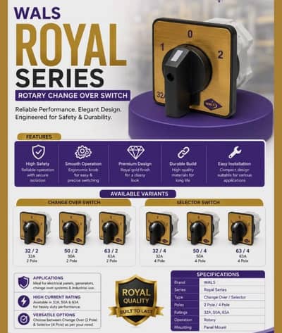 WALS Royal Series Rotary Changeover Switch | 32A 50A 75A | 2P 4P