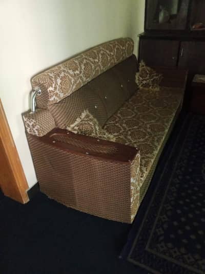 5 Seater Sofa Set for Sale | Wooden Frame Sofa Set | Brown Sofa Set