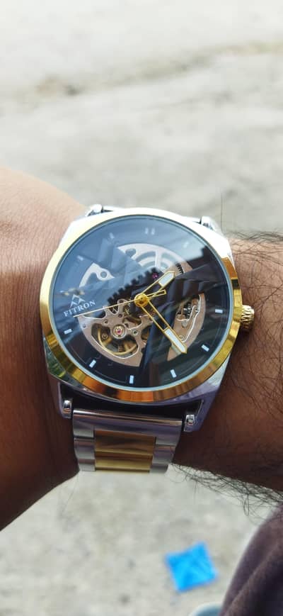 Fitron Automatic Skeleton Watch – Two-Tone (Silver & Gold)