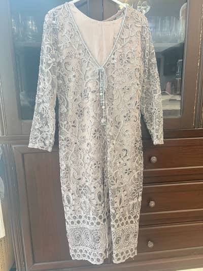 Designer Style Front-Open Net dress with Silk Inner