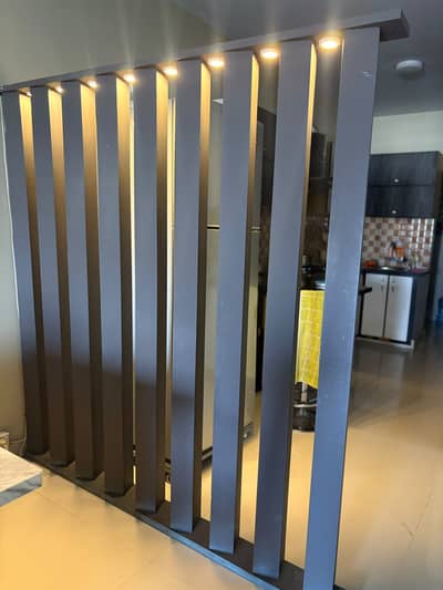 Wooden Room Divider with Warm LED Lights | Luxury Interior Partition