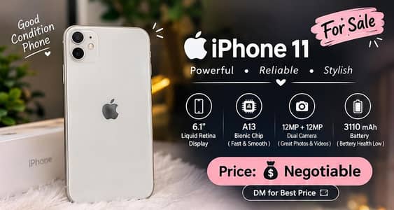 Apple iPhone 11 128GB White | Non-PTA | Battery Health 71%