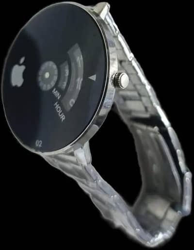 mens latest turntable dial watch-Apple edition-silver chain