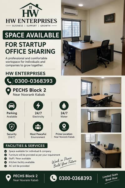 OFFICE FOR RENT PECHS BLOCK 2 (KHALID BIN WALEED ROAD)