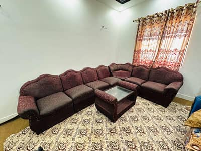 6 seater L shape corner sofa set (8 pcs)