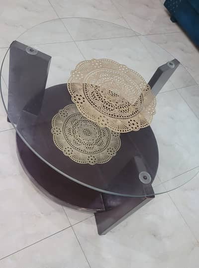 Round Two Tier Glass Coffee Table - Standard Size