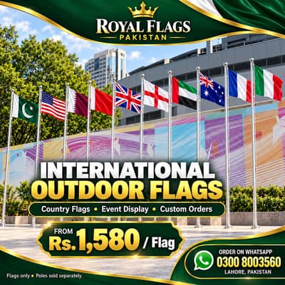 Outdoor Pakistan & Custom Flags with Steel Poles for Home & Office