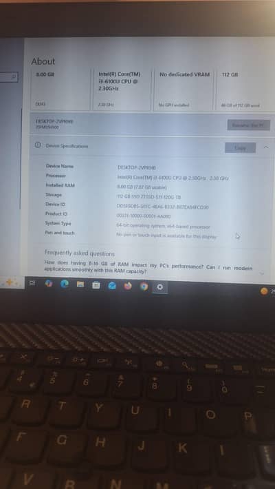 Lenovo ThinkPad Core i3 6th Gen | 8GB RAM | 112GB SSD