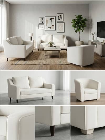 Premium 4-Piece Modern Sofa Set (2 Double-Seaters + 2 Single-Seaters