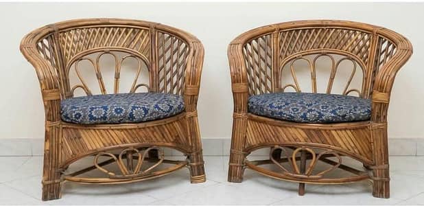 3-Piece Cane Sofa Set (3+1+1) – 8/10 Condition