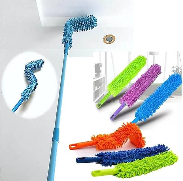 T  Multi-Functional Flexible Micro Fiber Duster With Telescopic Stainless Steel Handle