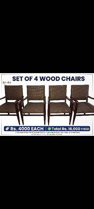 Set of 4 Solid Wood Chairs