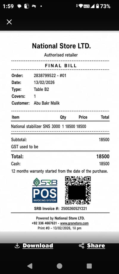 national stabilizer SNS 3000