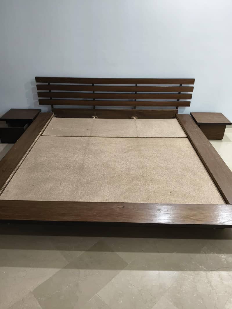 Solid wooden bed set with side table and dressing and Diamond Mattress 1