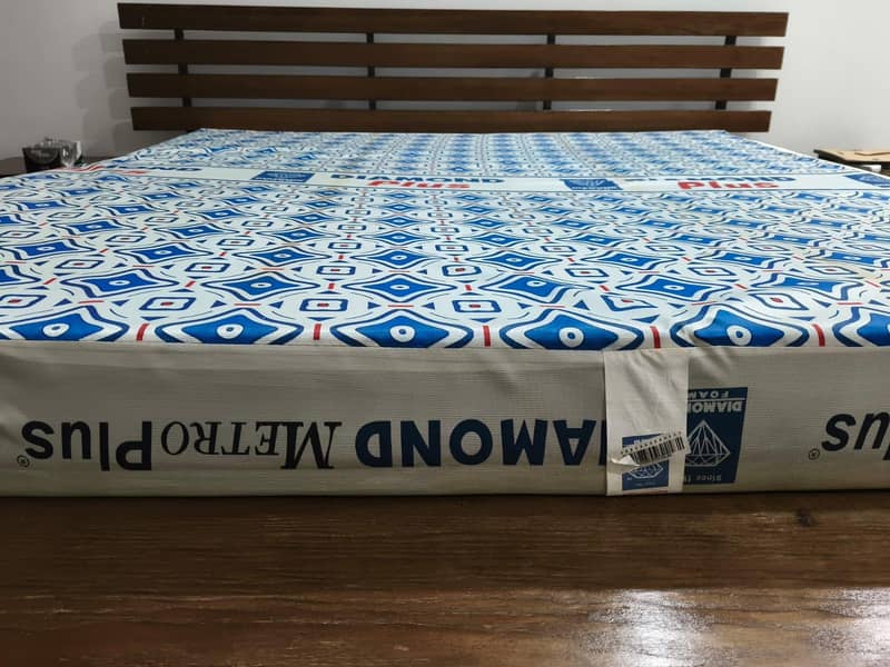 Solid wooden bed set with side table and dressing and Diamond Mattress 2