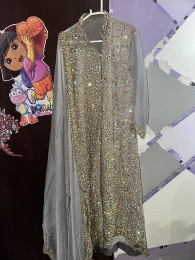 fresh stone work full heavy open gown