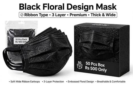 New Stylish Face Mask Floral Embossed