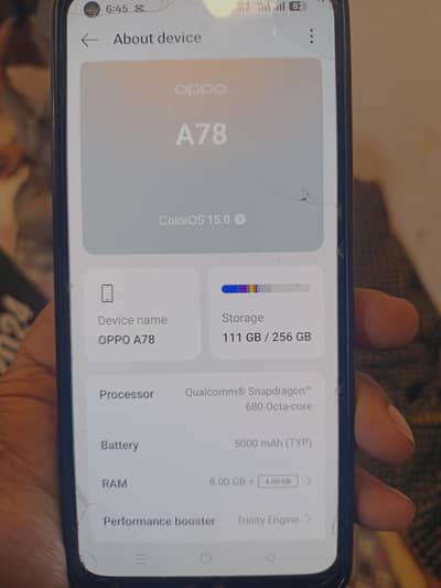 OPPO A78 urgent sale Daba Charger 10/10
