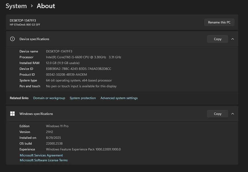 HP Core i5 6th Generation 3