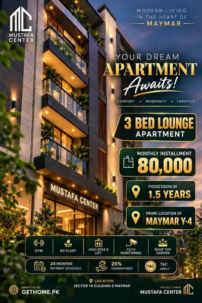 3Bed Lounge Appartment At 80,000 Monthly Easy Installment Plan