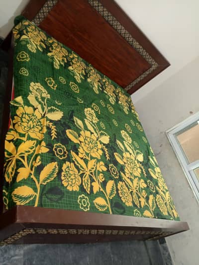 double bed wooden with mattress