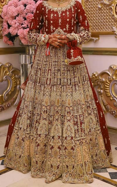 Bride Dress In Maroon Colour