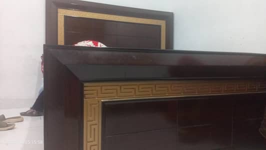 wooden bed _ king size bed .
