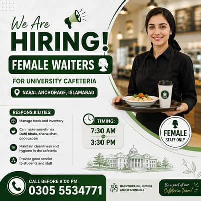 Waiters Required for Restaurant | Restaurant jobs in Islamabad |