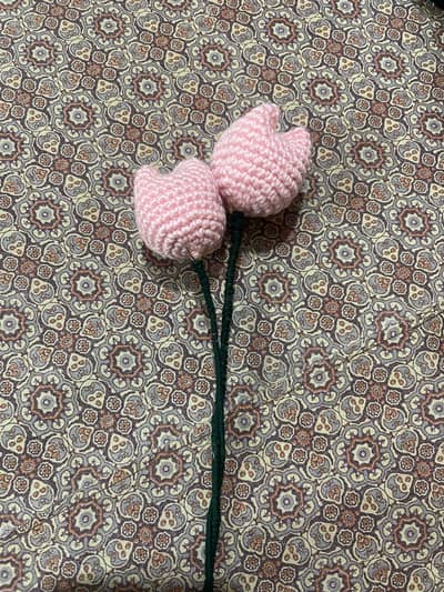 Handmade Crochet Pink Tulip Flowers 