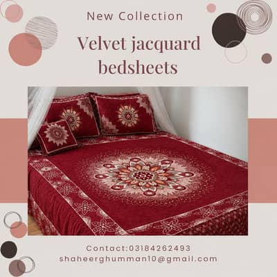 4pc Luxury Velvet Jacquard Bedsheet Set – King Size