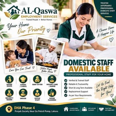 Maids available, Cook, Patient Care, BabySitter, Driver, Nurse, Chef