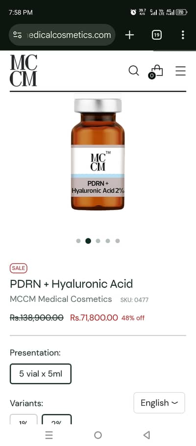 Brand: MCCM Medical Cosmetics • Product: PDRN •