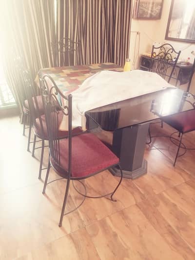 Glass Dining Table with 5 Chairs # 0324 4842456
