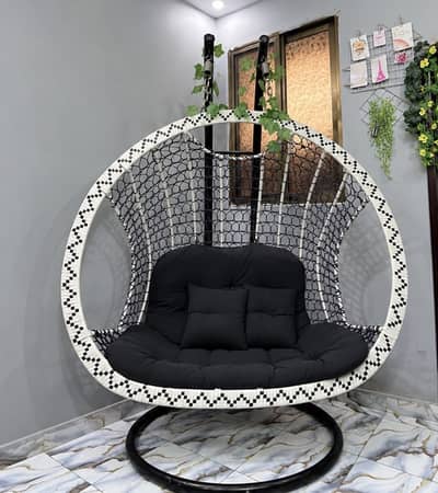 2 Seater Hanging Egg Swing Chair with Stand