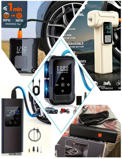 DUAL POWER Air Pump Battery  + 12V DC Emergency Motorway Essential