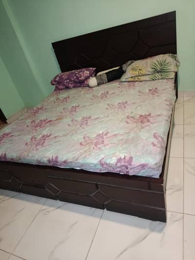 wooden Double bed with mattress