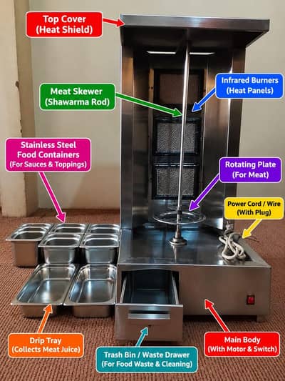 stainless steel shawarma machine with Accessories for sale