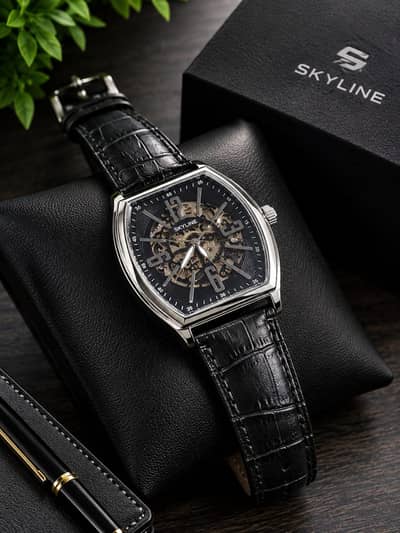 Original Skyline Automatic Skeleton Watch - Tonneau Shape - With Box