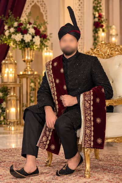 Groom Wedding Sherwani for Sale with Turban & Khussa