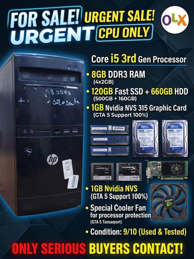 Core i5 3rd Gen Gaming & Office PC | 8GB RAM | 120GB SSD + 500GB HDD