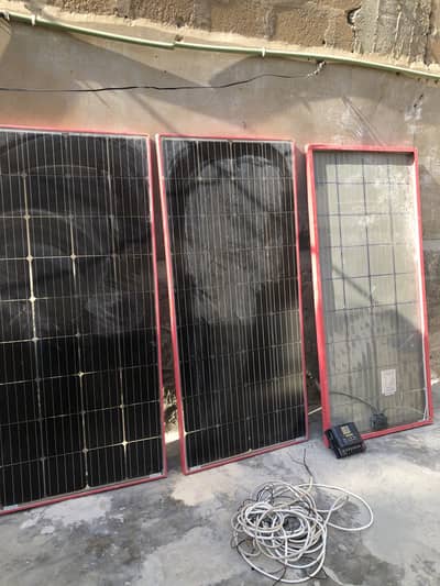 Complete Solar Setup Used for Sell With Wires, Charger & 3 Panels