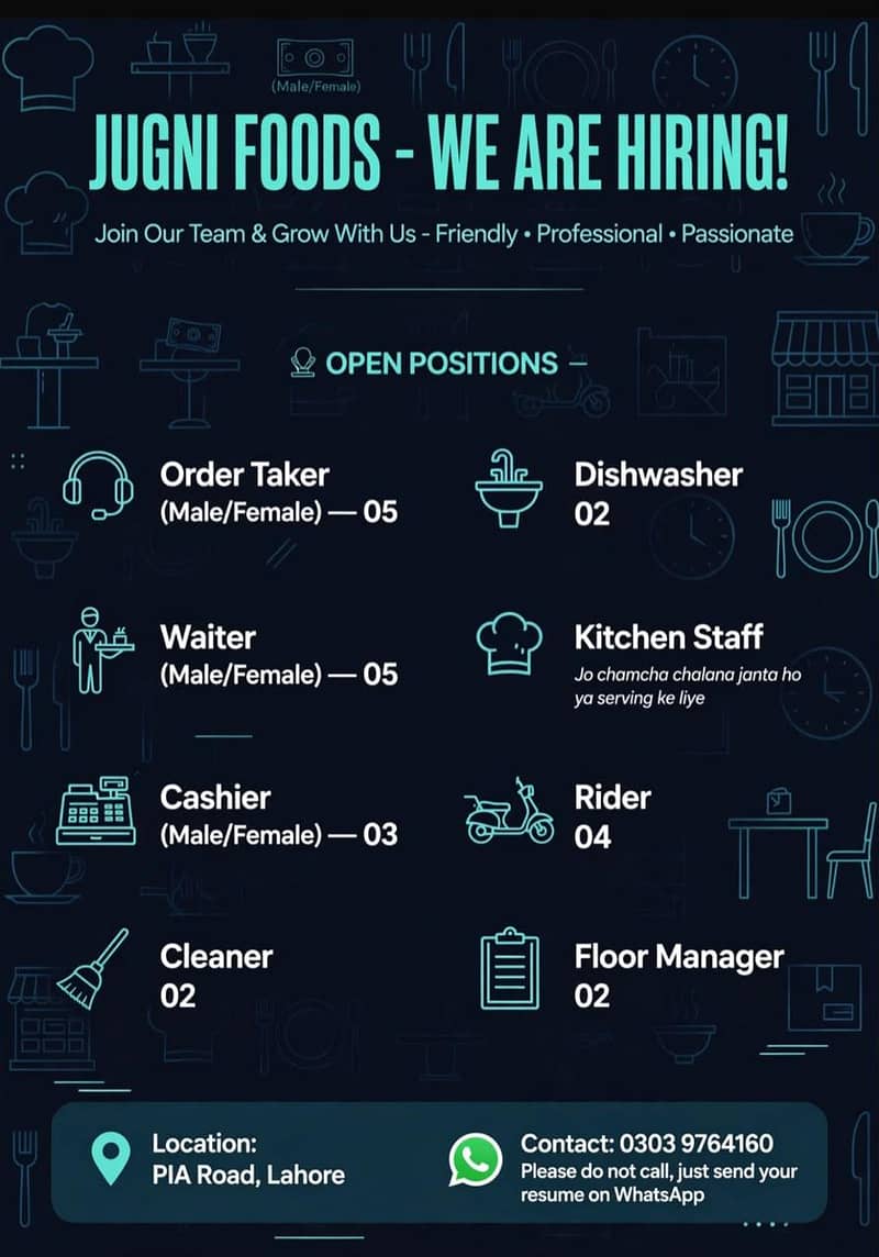 need restaurant staff 0