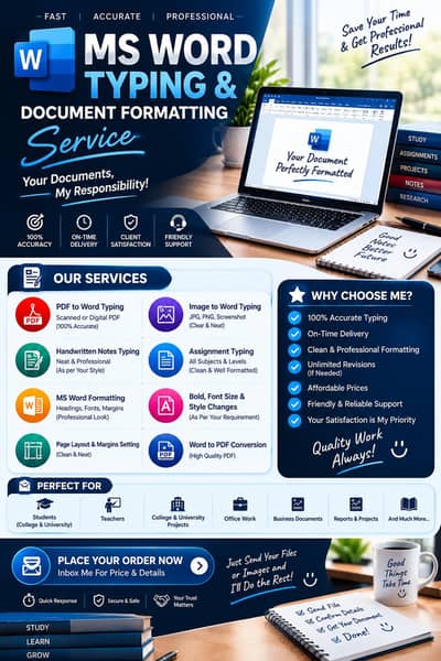 MS Word Typing & PDF to Word Service
