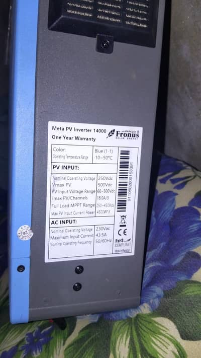 Fronus 10kW on-grid inverter along with 20x Mesol Alpha 720watt panels
