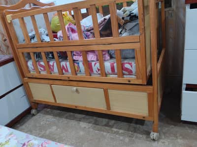 Baby bed wooden with swing