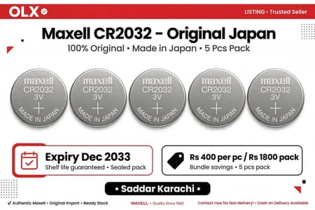 MAXELL CR2032 3V LITHIUM BATTERY - 100% Original Made In Japan - 10Pcs