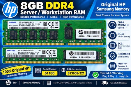 Samsung 8GB DDR4 Speed 2133 MHz ECC Ram (2 peice)