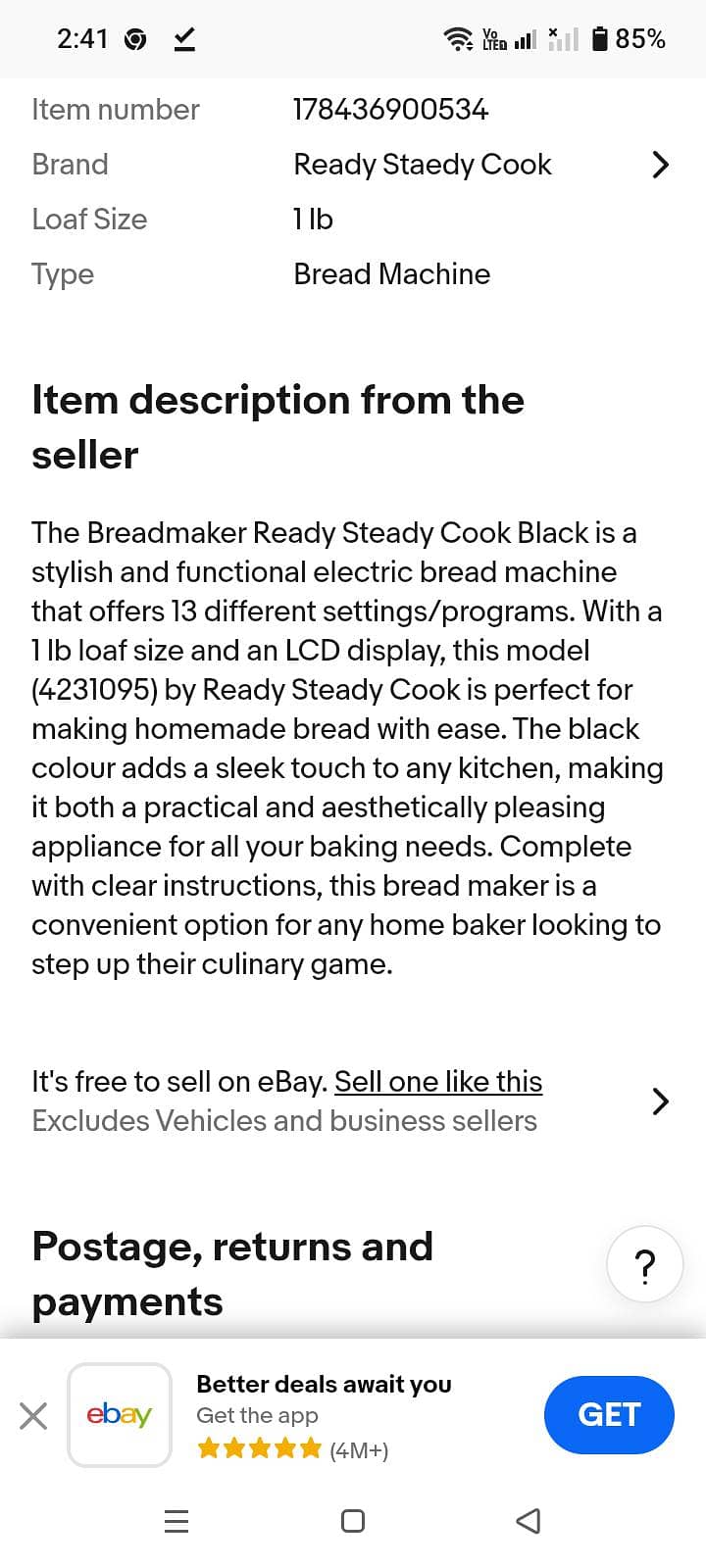 Ready Steady Cook Electric Automatic Breadmaker / Dough Maker 14